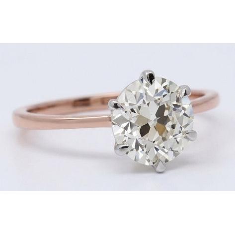 Antik-Kissen-Schliff Diamant Ring in 14 Karat Zweifarbig Gold – Schrägansicht