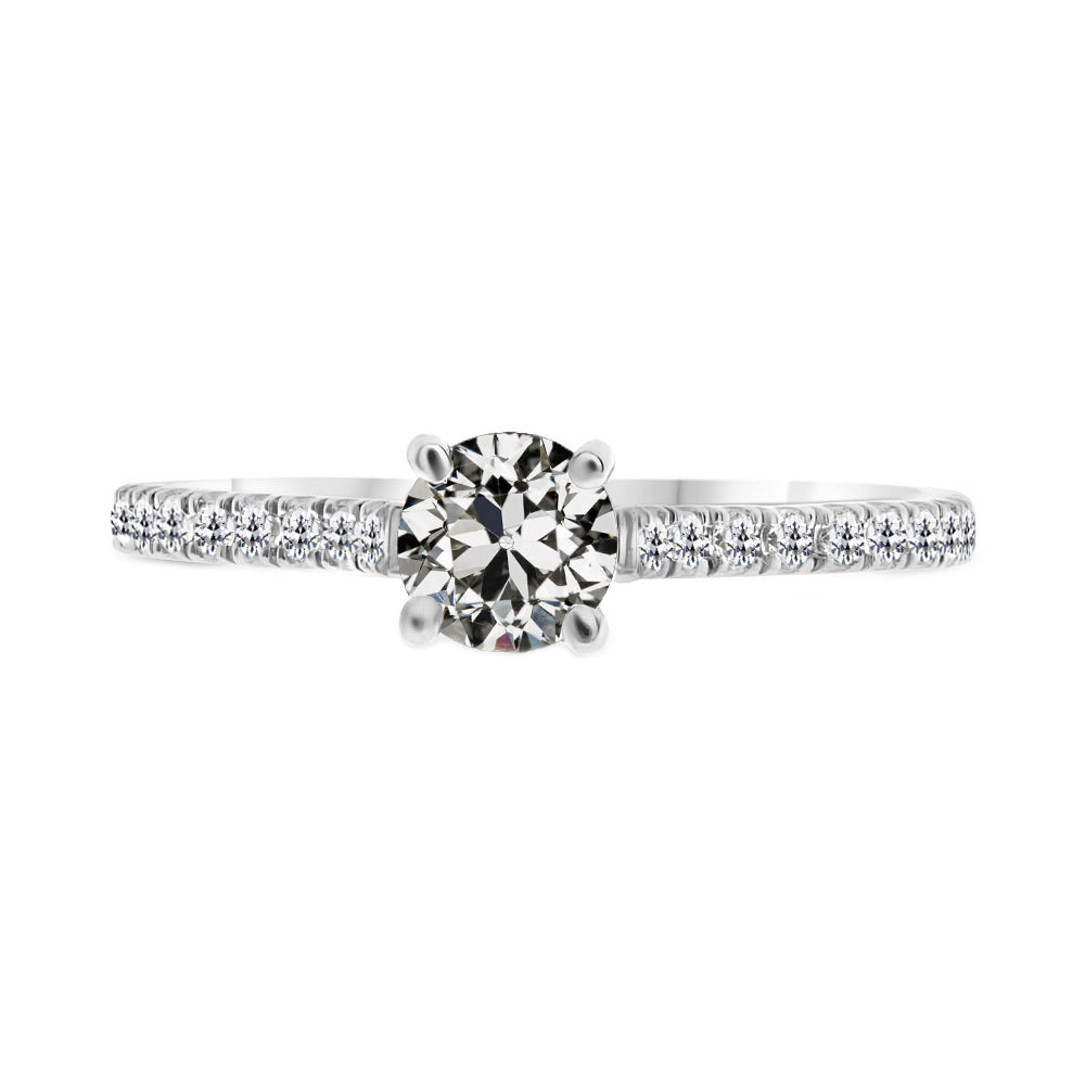 Solitär-Ring mit Akzenten 14K Weißgold mit Edler Diamant – Hauptansicht