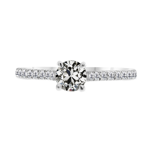 Solitär-Ring mit Akzenten 14K Weißgold mit Edler Diamant – Hauptansicht