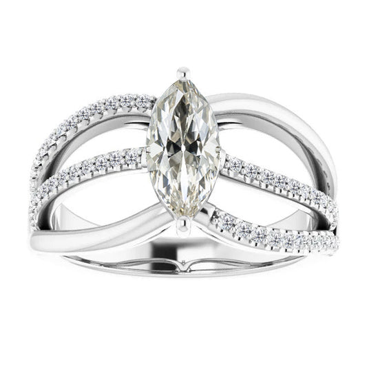 Marquise-Schliff Diamant Ring in 14K Weißgold – Hauptansicht