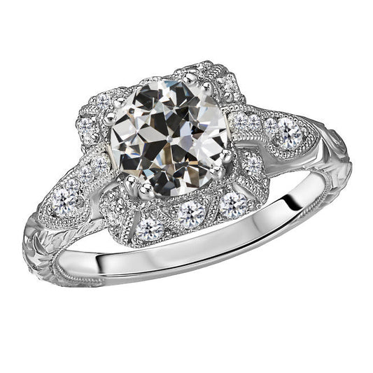 Halo-Ring 14 Karat Weißgold mit Diamant – Hauptansicht