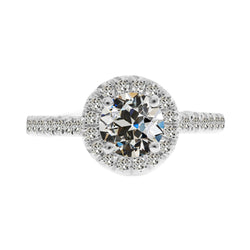 14K Weißgold Brillant Halo-Verlobungsring – 2-Karat Old Mine Cut