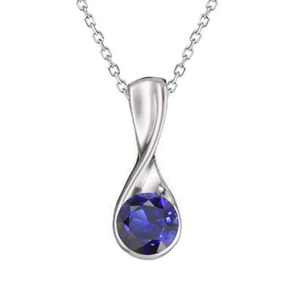 Schmuckstein-Anhänger 14 Karat Weißgold mit Royalblauer Saphir – Hauptansicht