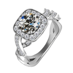 Echter Diamant Halo-Verlobungsring – 14K Weißgold 3,50 Karat