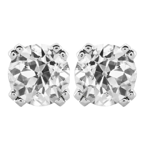 Diamant Antik-Kissen-Schliff Ohrhänger in 14K Weißgold – Hauptansicht