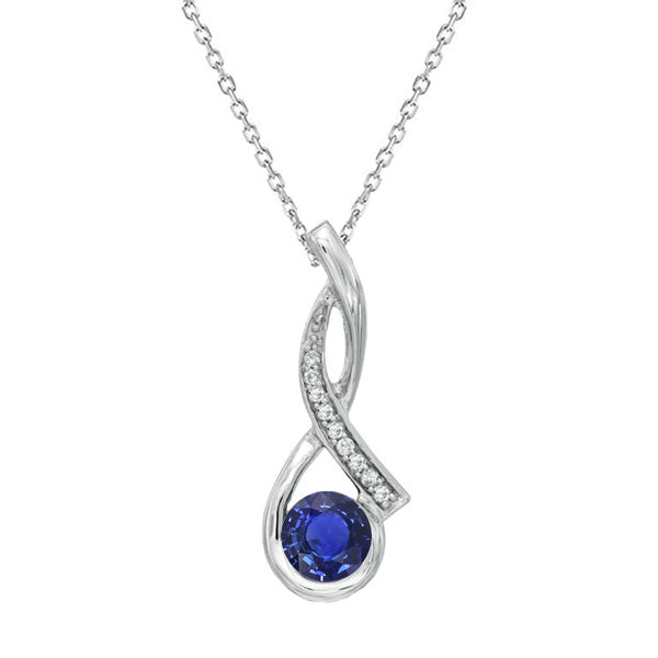 Rund-Brillant Royalblauer Saphir Ring in 14K Weißgold – Hauptansicht