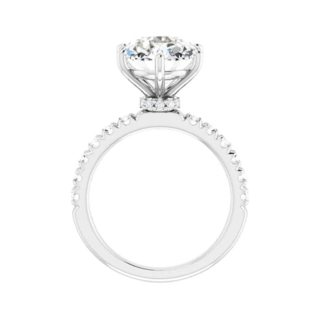 Diamant Solitär-Ring mit Akzenten 3-Karat 14K Weißgold – Seitenansicht