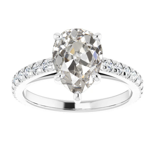 Old Mine Cut Diamant Ring in 14K Weißgold – Hauptansicht