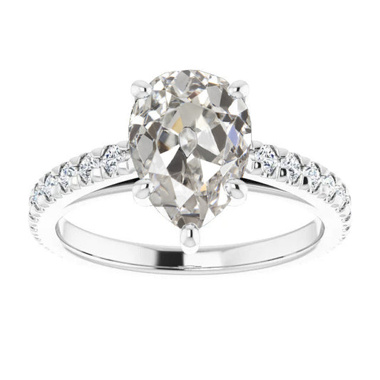Old Mine Cut Diamant Ring in 14K Weißgold – Hauptansicht