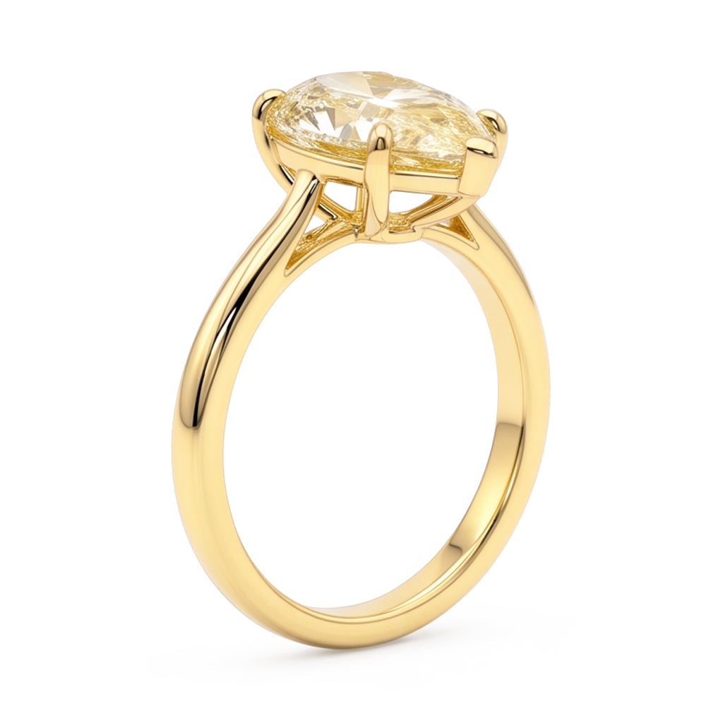 Larimar- und Diamant-Verlobungsring 2 Karat natürlicher Solitär im Tropfenschliff in Fancy-Gelb 18 Karat Gold