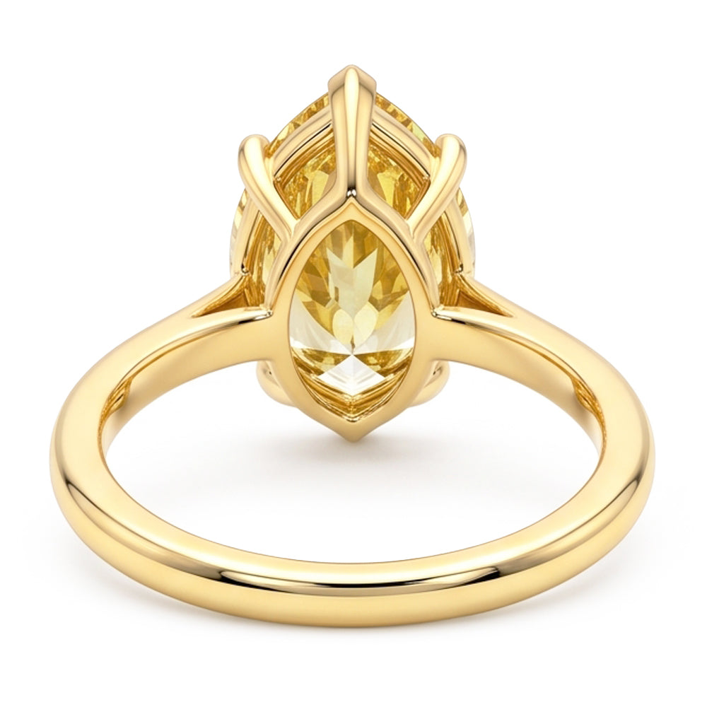 Larimar- und Diamant-Verlobungsring 2 Karat natürlicher Solitär im Tropfenschliff in Fancy-Gelb 18 Karat Gold