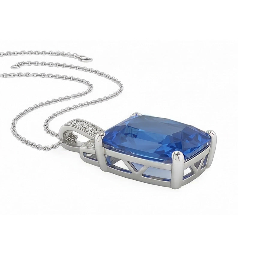 Edelstein-Anhänger 14K Weißgold mit Royalblauer Saphir – Profilansicht