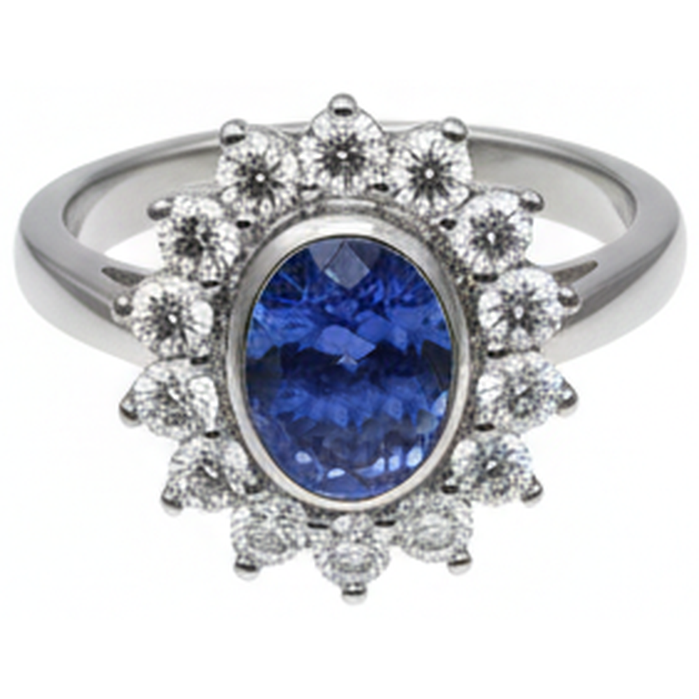 echter oval tansanit 3.30Karat ring Draufsicht