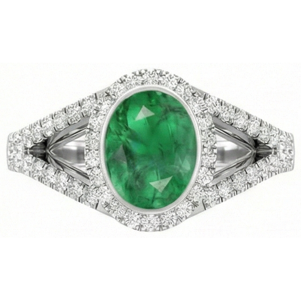 echter oval smaragd 4.25Karat ring Seitenansicht