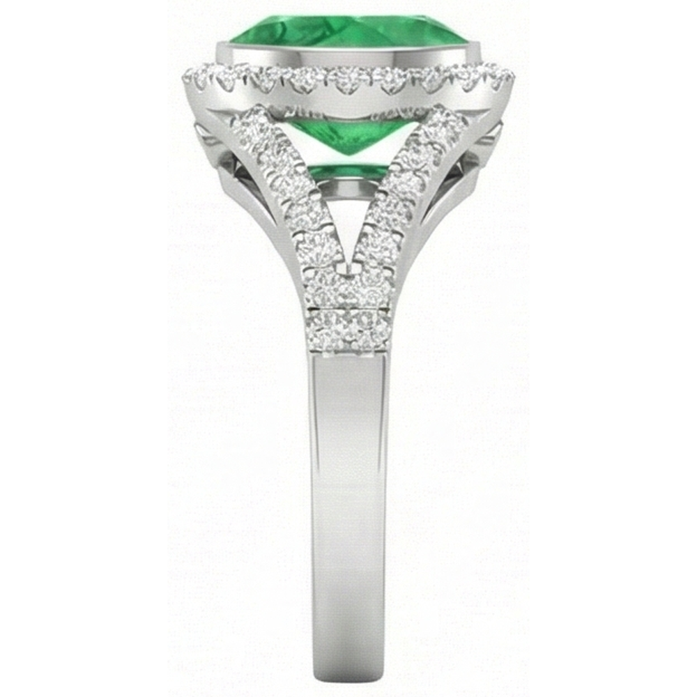 echter oval smaragd 4.25Karat ring Profilansicht
