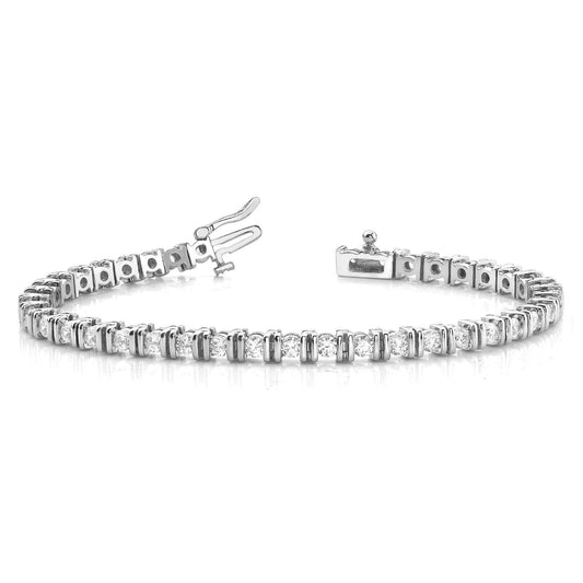 Lünette Set 4 Karat Rund Brillantschliff Natürliche Diamanten Armband WG 14K