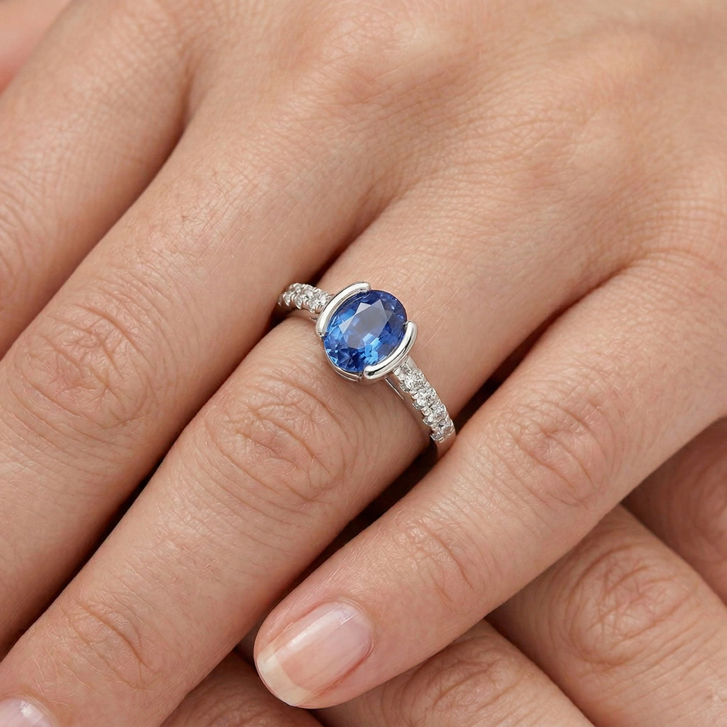 echter oval diamant 1.40Karat ring mit Diamantbesatz