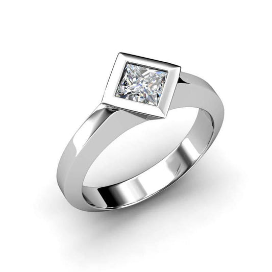 Lünette Set Princess Cut 1.50 Ct Solitär-Natürliche Diamant-Hochzeitsring