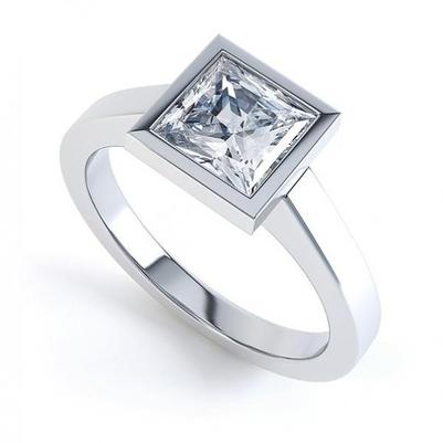 Lünetten-Set Princess Cut 2,50 Karat Natürliche Diamant-Jubiläums-Solitärring