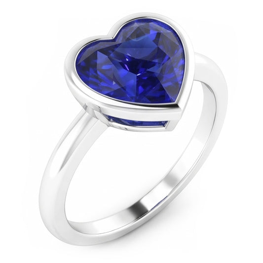 Lünettenfassung Kornblumenblauer Saphir Farbstein-Ring 2 Karat