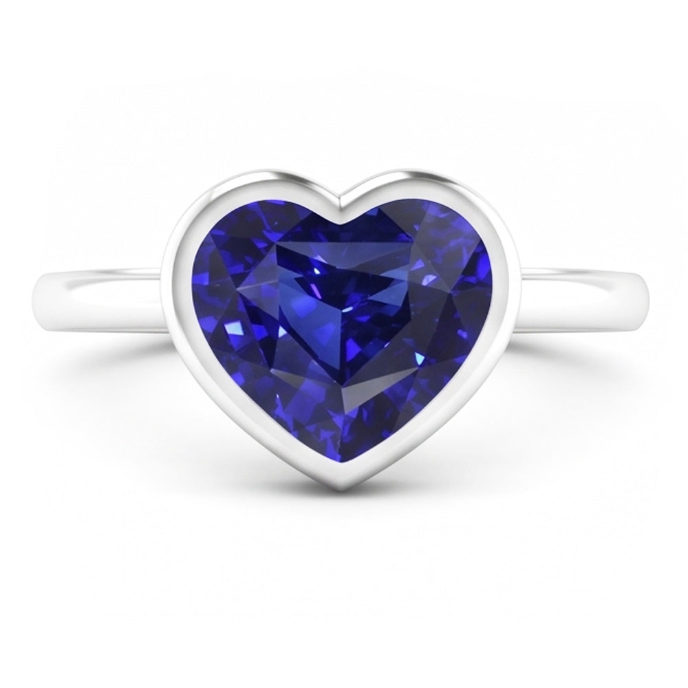 Lünettenfassung Kornblumenblauer Saphir Farbstein-Ring 2 Karat