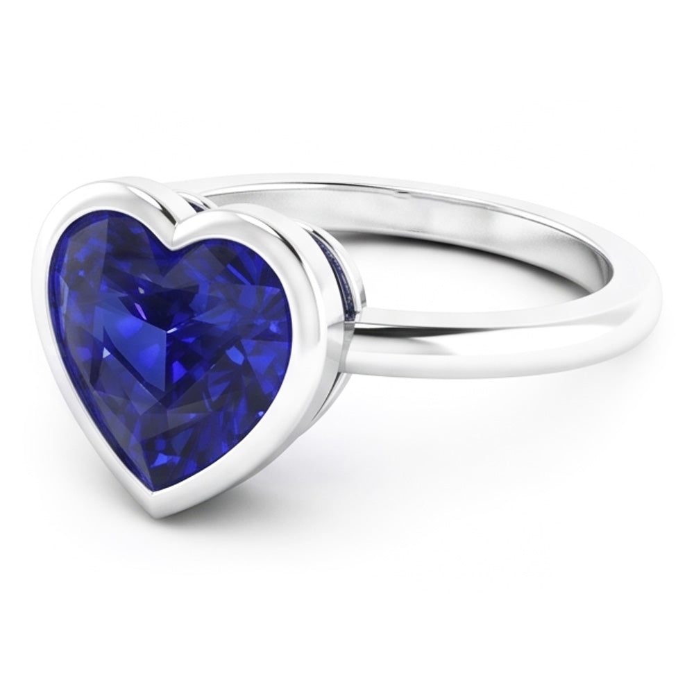 Lünettenfassung Kornblumenblauer Saphir Farbstein-Ring 2 Karat