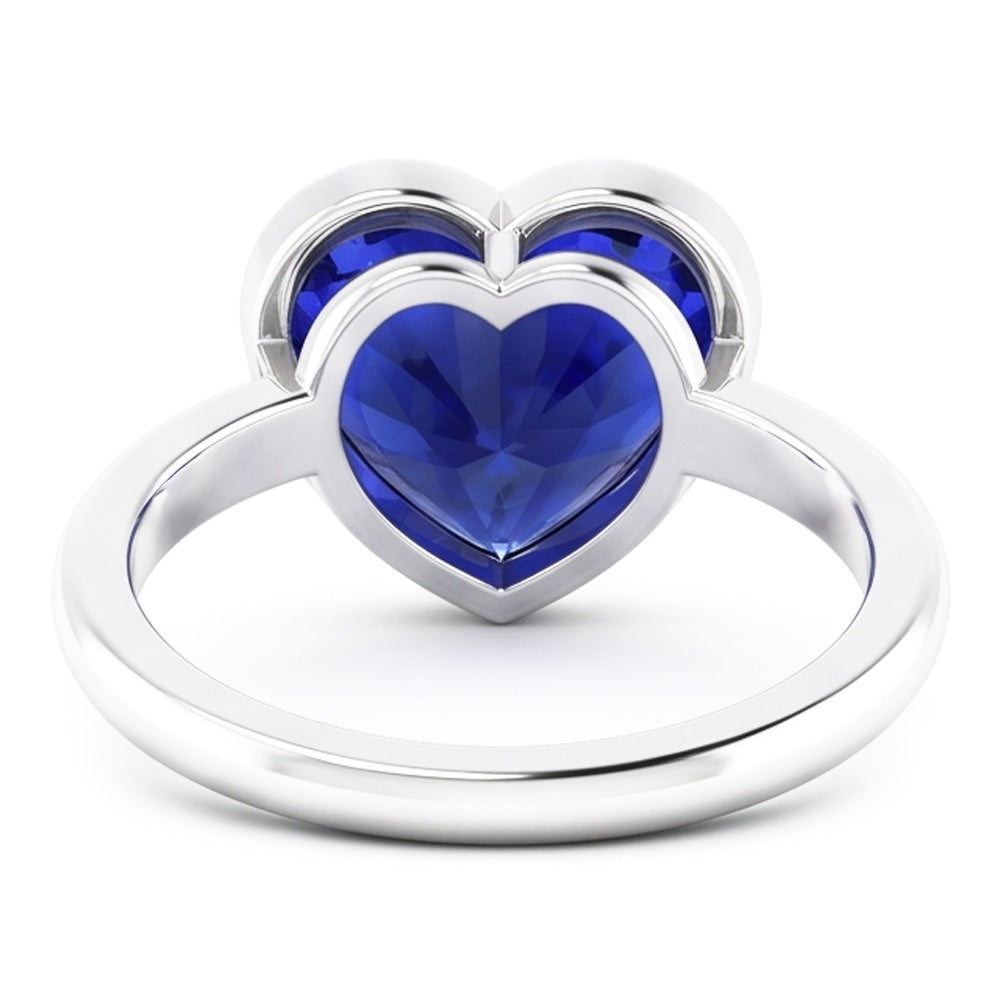 Lünettenfassung Kornblumenblauer Saphir Farbstein-Ring 2 Karat