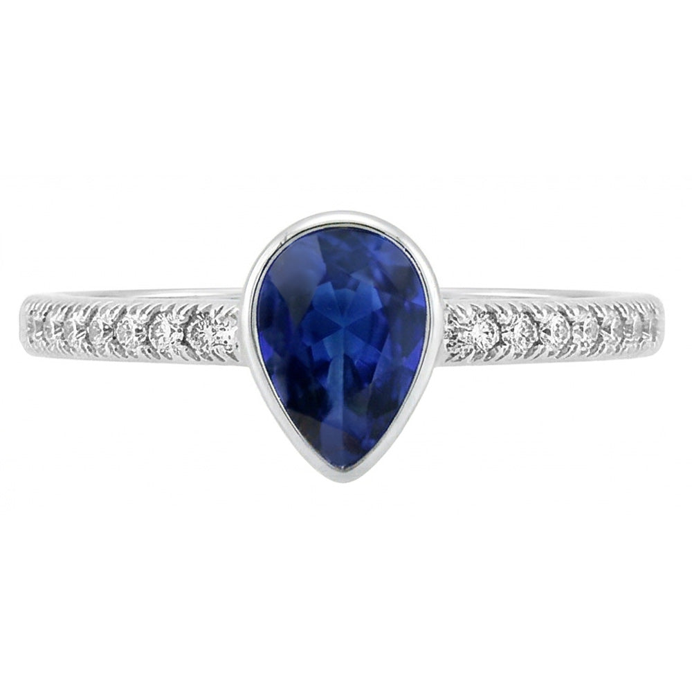 Lünettenfassung Royalblauer Saphir Edelstein-Ring 1 Karat – 14