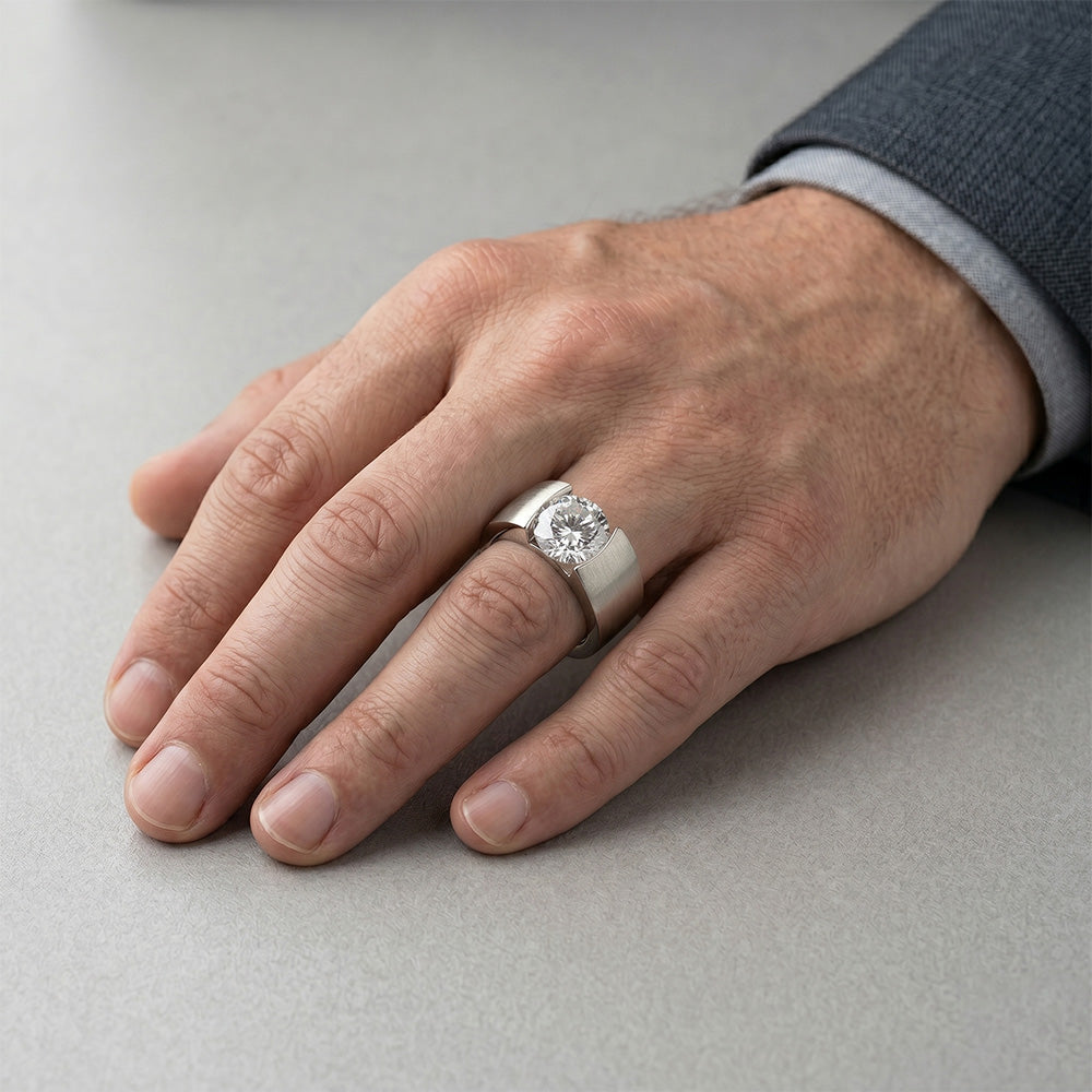 Luxuriöser Brillant Männer-Ring – 1,50 Karat 14K Weißgold