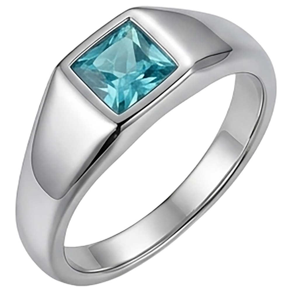 Luxuriöser Neon Paraiba Herrenring – 1 Karat 14K Weißgold