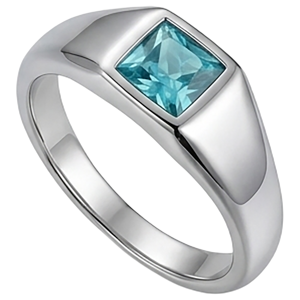 Luxuriöser Neon Paraiba Herrenring – 1 Karat 14K Weißgold