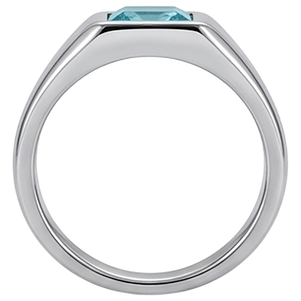 Luxuriöser Neon Paraiba Herrenring – 1 Karat 14K Weißgold