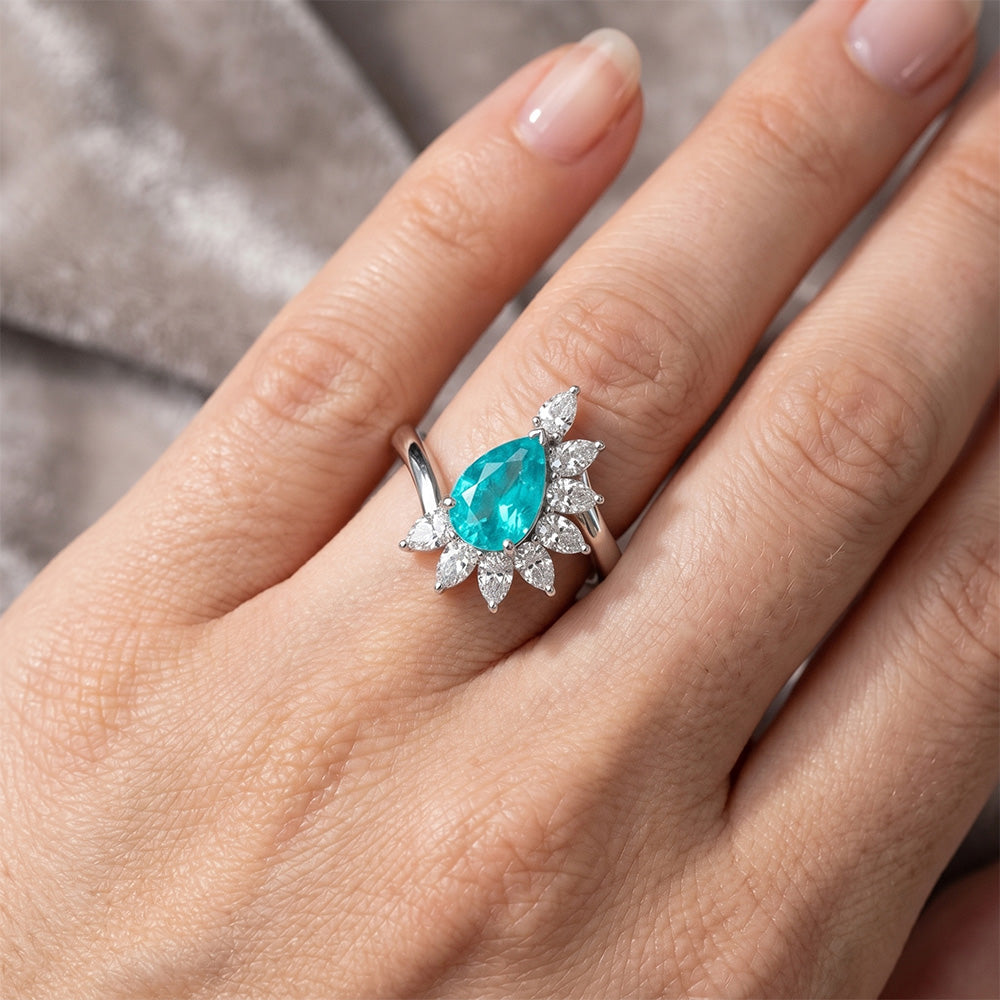 Luxuriöser VVS Paraiba-Turmalin Halo-Fassung Ring – 2,50 Karat