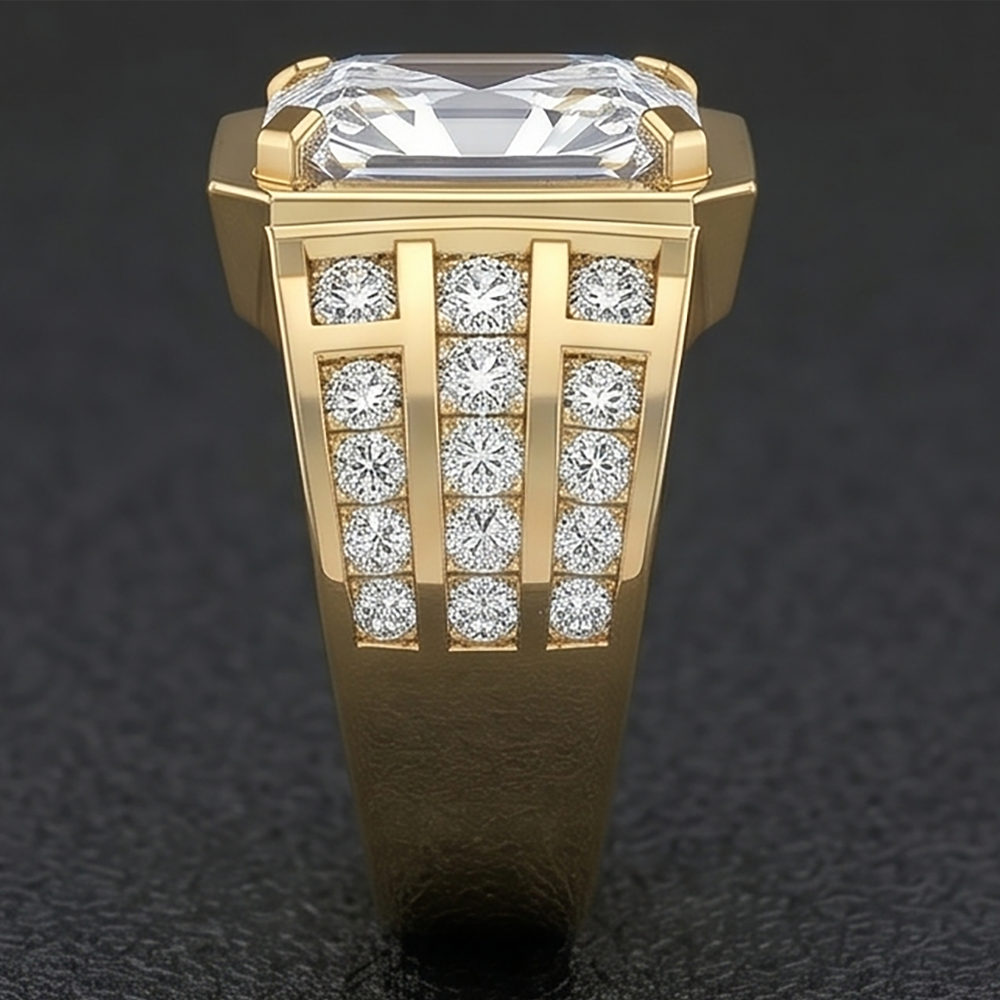 Männer-Ring 10K White Gold – Brillant Radiant 10 Karat
