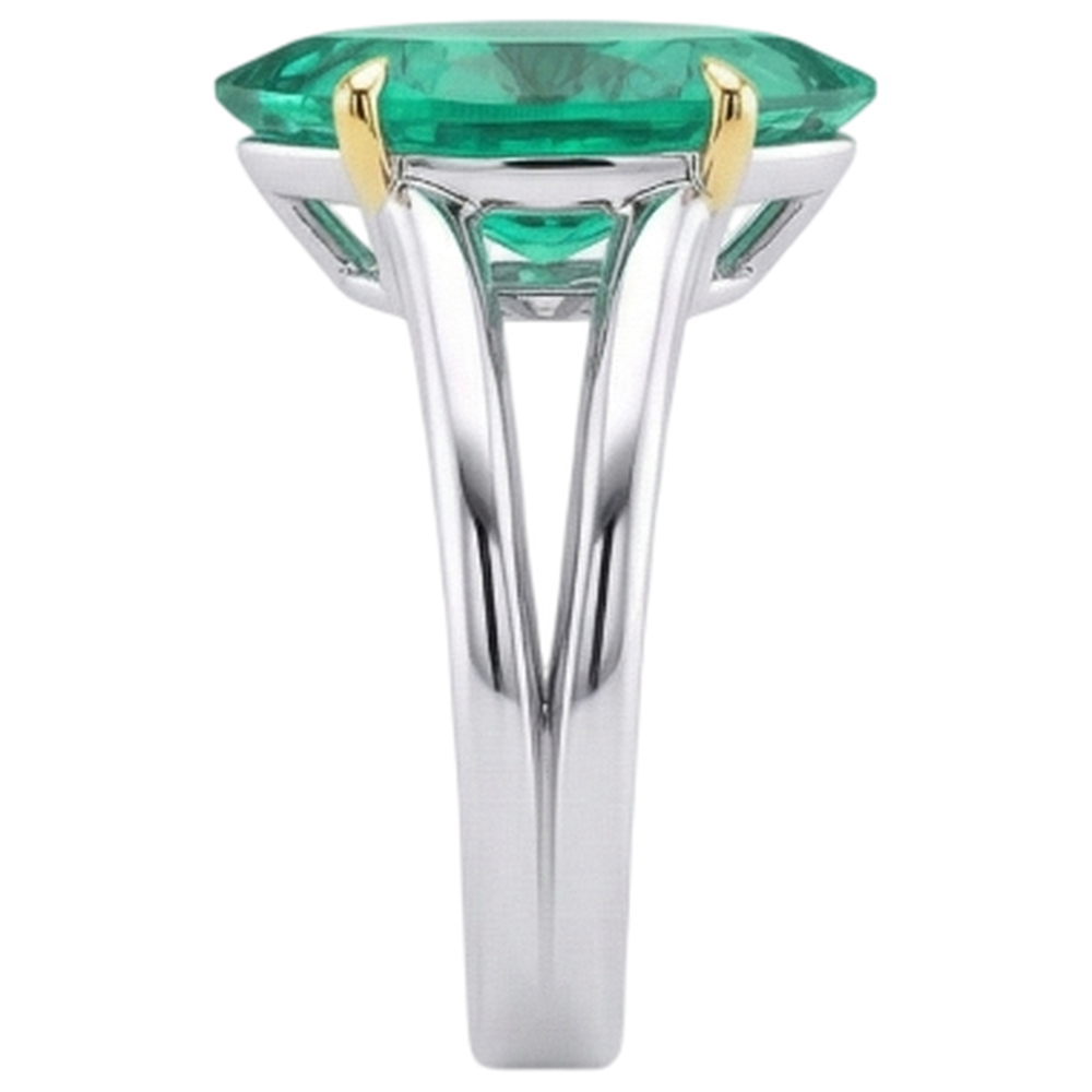 Smaragd Marquise Schmuckstein-Ring in Zweifarbiges 14K Gold – Schrägansicht