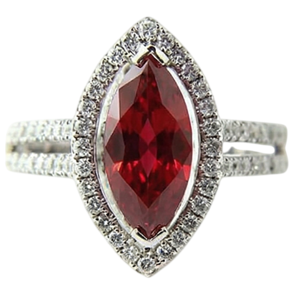 echter marquise rubin 4.50Karat ring Vorderansicht