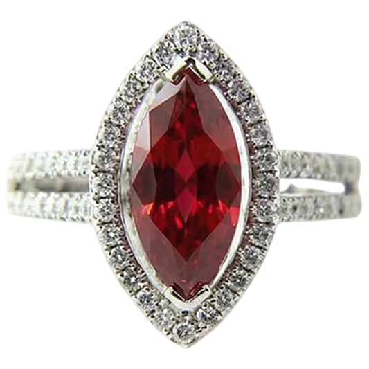 echter marquise rubin 4.50Karat ring Vorderansicht