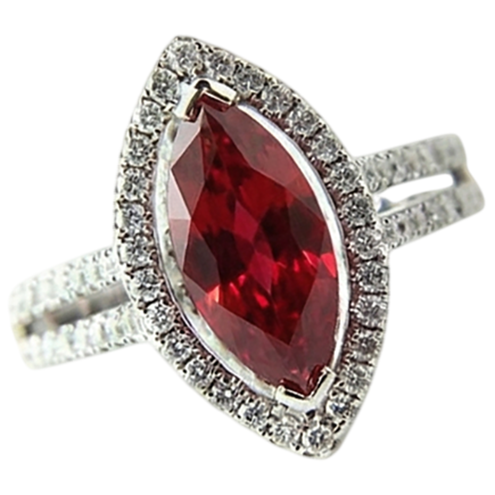 echter marquise rubin 4.50Karat ring Seitenansicht