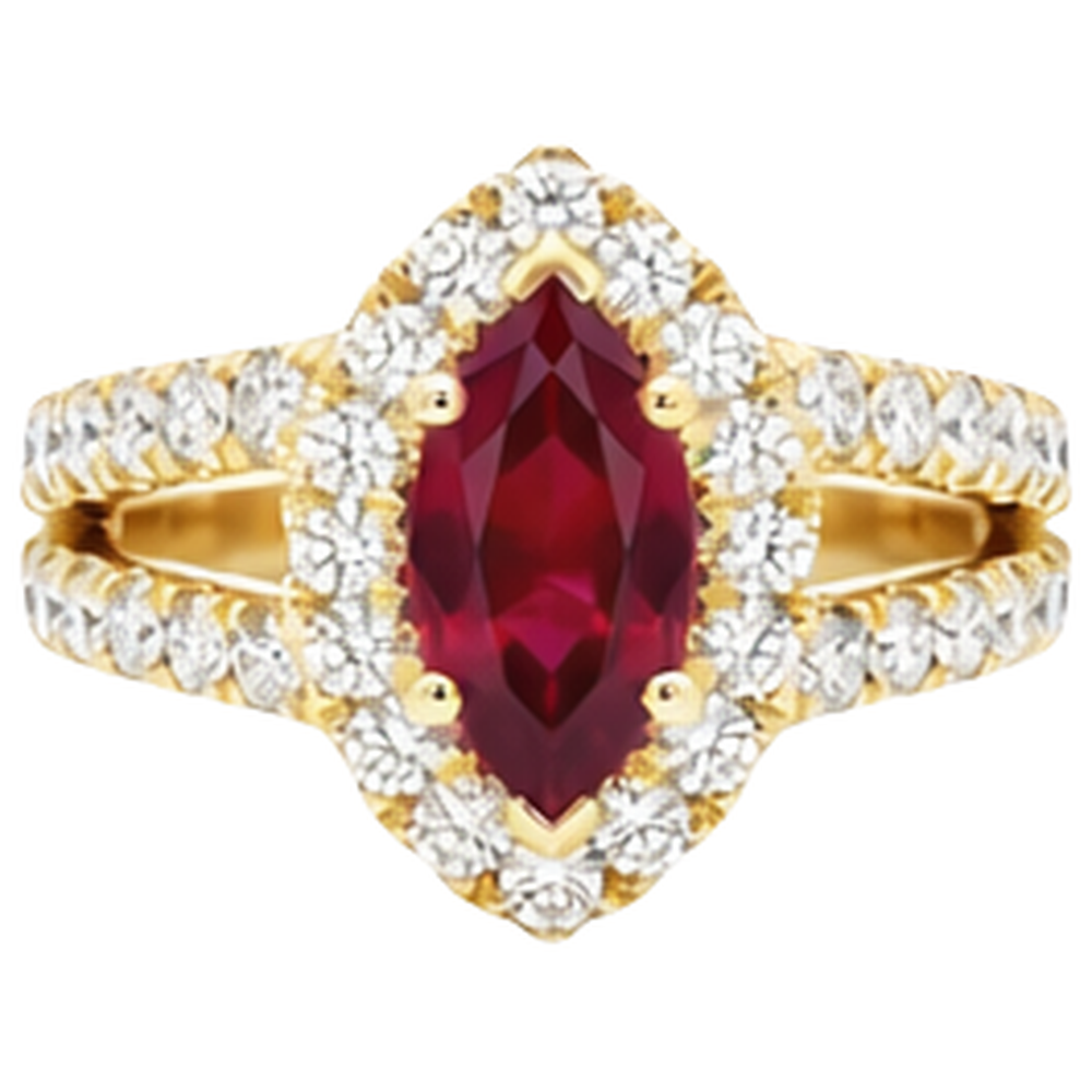 echter marquise rubin 3.25Karat ring Vorderansicht