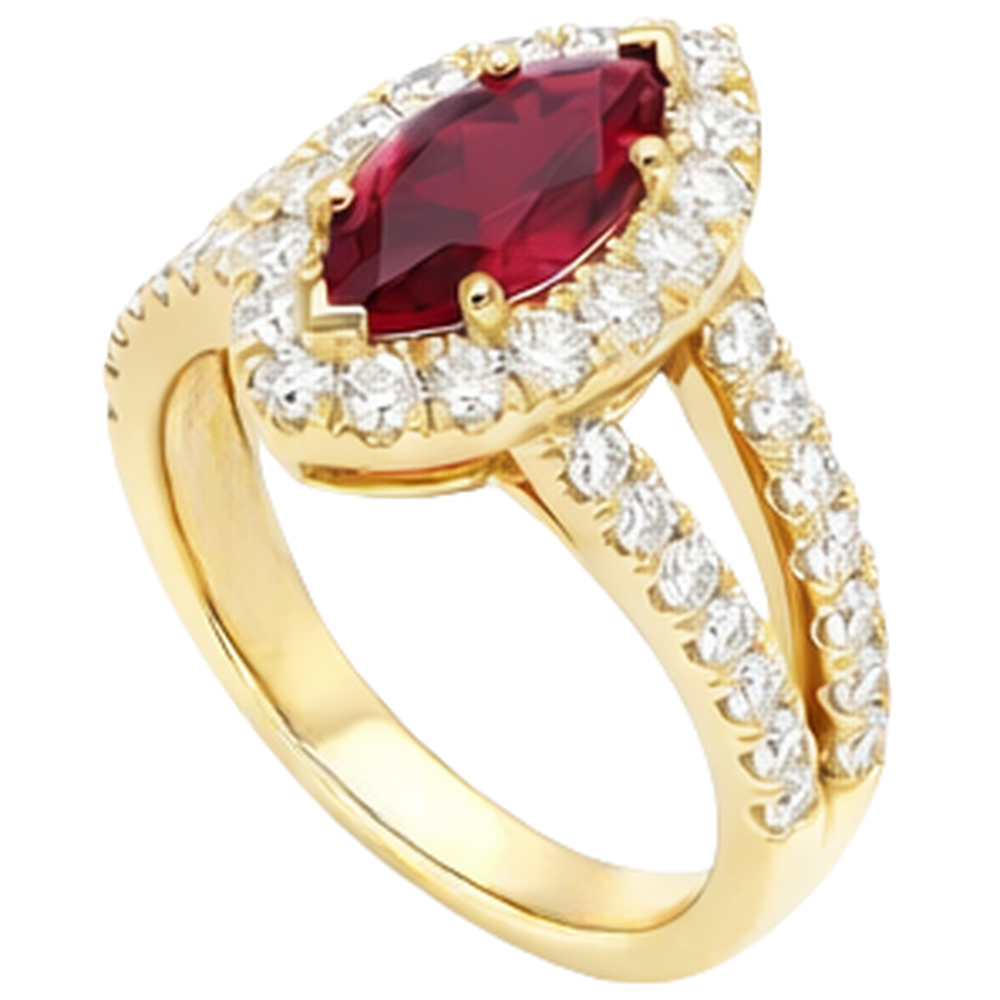echter marquise rubin 3.25Karat ring Seitenansicht