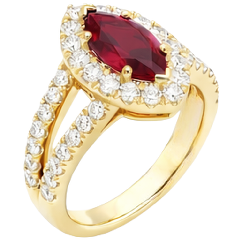 echter marquise rubin 3.25Karat ring Detailansicht