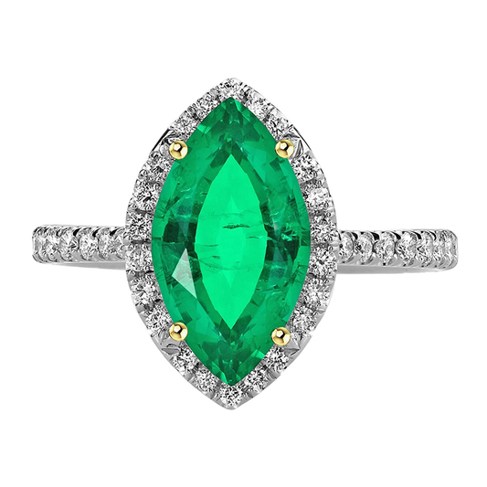 Marquise Edler Smaragd Ring in Zweifarbiges 14K Gold – Hauptansicht