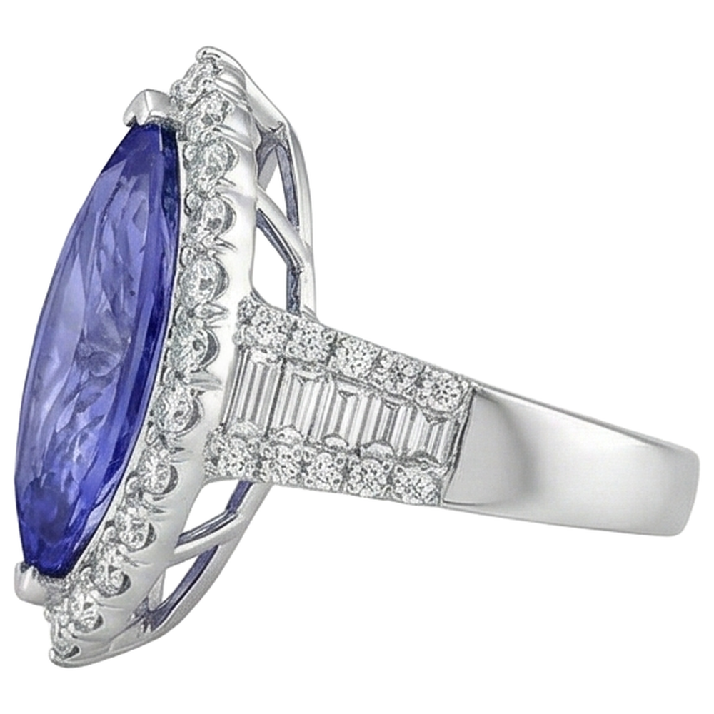 echter marquise tansanit 17.25Karat ring auf Weiß