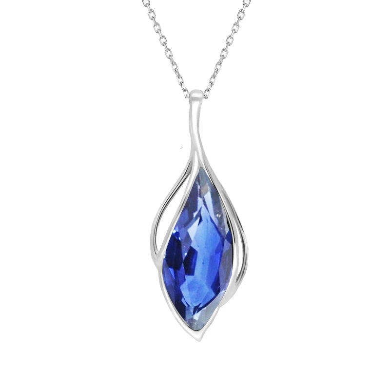 Marquise-Schliff Royalblauer Saphir Ring in 14 Karat Weißgold – Hauptansicht