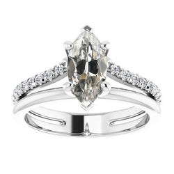Antik-Kissen-Schliff Diamant Solitär-Ring mit Akzenten 1 Karat