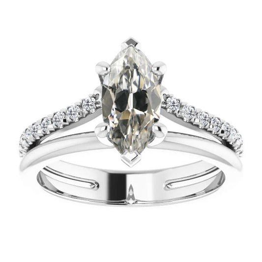 Echter Diamant Solitär-Ring mit Akzenten – Hauptansicht