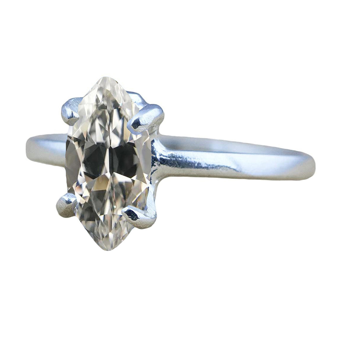 Edler Diamant Marquise-Schliff Solitär-Ring in 14K Weißgold – Hauptansicht
