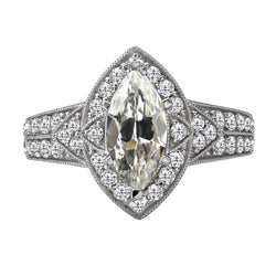 Brillant Old Mine Cut Halo-Verlobungsring 2 Karat in 14 Karat