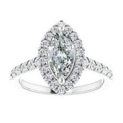 Diamant im Marquise-Schliff Halo-Ring 1 Karat – 14 Karat Weißgold