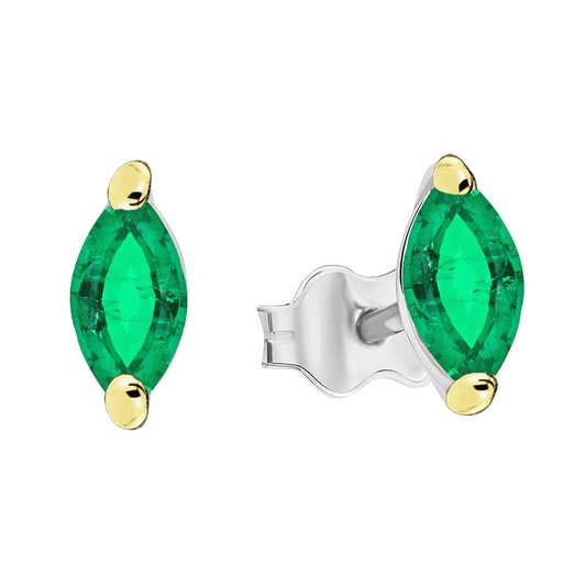 Kolumbianischer Smaragd Gemstone Earring 2-Karat Bicolor 14K Gold – Hauptansicht